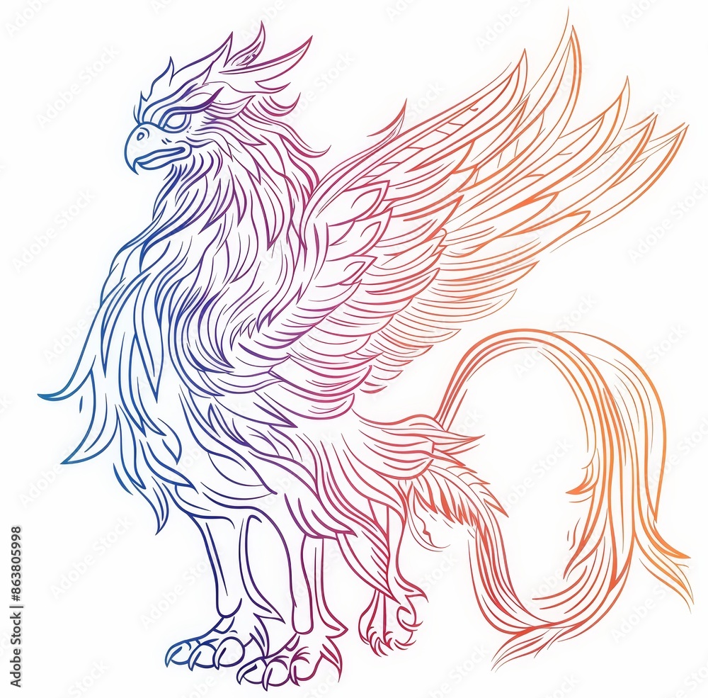 Heraldic animal sketch of a griffin or gryphon. Mythology beast, fairy tale creature, fantasy creature royal emblem. Magic animal coat of arms, engraved medieval heraldic emblem. Heraldic animal sketch of a griffin or gryphon. Mythology beast, fairy tale creature, fantasy creature royal emblem. Magic animal coat of arms, engraved medieval heraldic emblem.