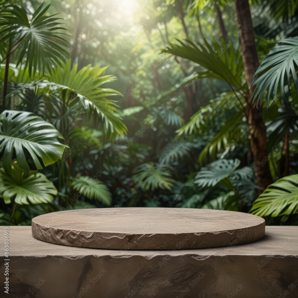 a stone sitting on a table with a plant in the background a stone sitting on a table with a plant in the background