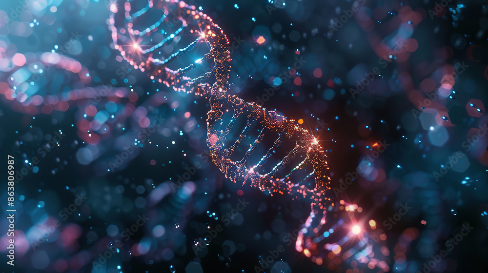 3D DNA Chromosome Helix Strand Structure for Biology Educational Purpose Background