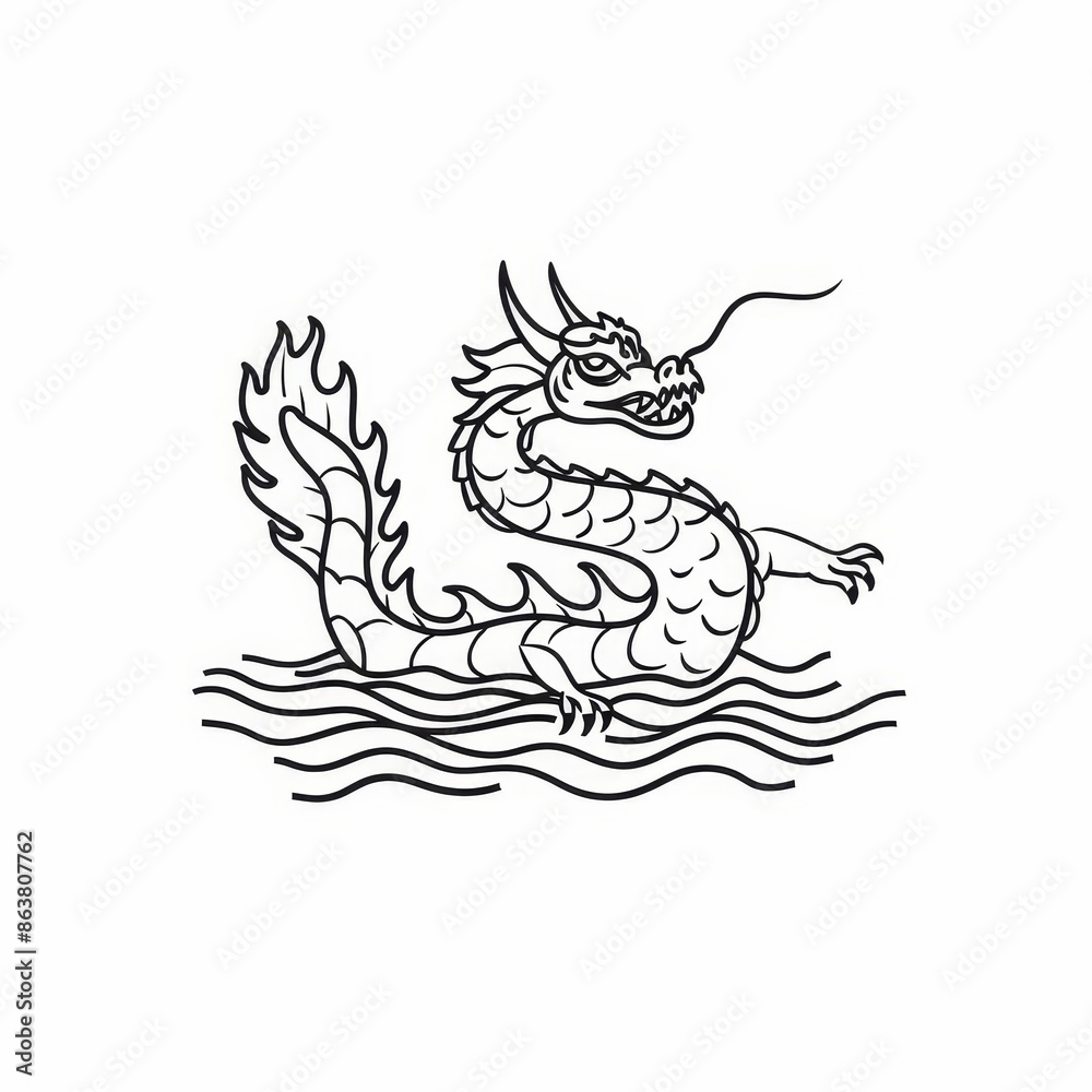 This is a representation of a Bakunawa serpent-like dragon from Philippine mythology, isolated in monochrome. This is an underworld animal, a dragon from a fairytale, a creature from the underworld. This is a representation of a Bakunawa serpent-like dragon from Philippine mythology, isolated in monochrome. This is an underworld animal, a dragon from a fairytale, a creature from the underworld.