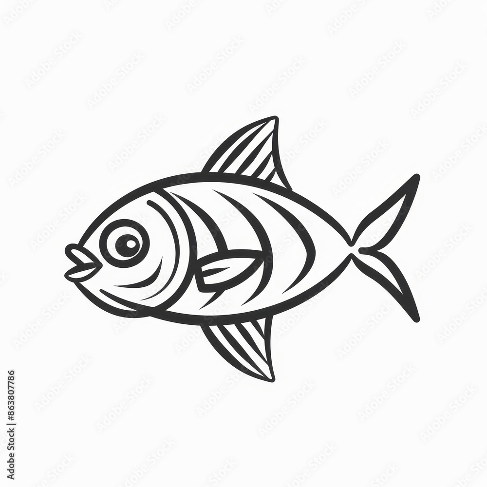 Fototapeta premium An aquatic beast monster, an aquatic beast monster, a fantasy underwater animal. Sea monster serpent dragon fish leviathan sketch isolated.