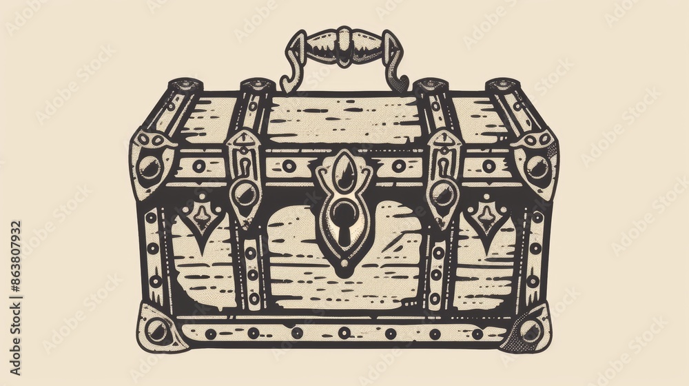 A chest of gold with a closed lock, isolated treasures of pirates, monochrome sketch icon. Modern container wood crate symbolizing wealth, antique trunk. Magic mystery jewelry, GUI element for video A chest of gold with a closed lock, isolated treasures of pirates, monochrome sketch icon. Modern container wood crate symbolizing wealth, antique trunk. Magic mystery jewelry, GUI element for video