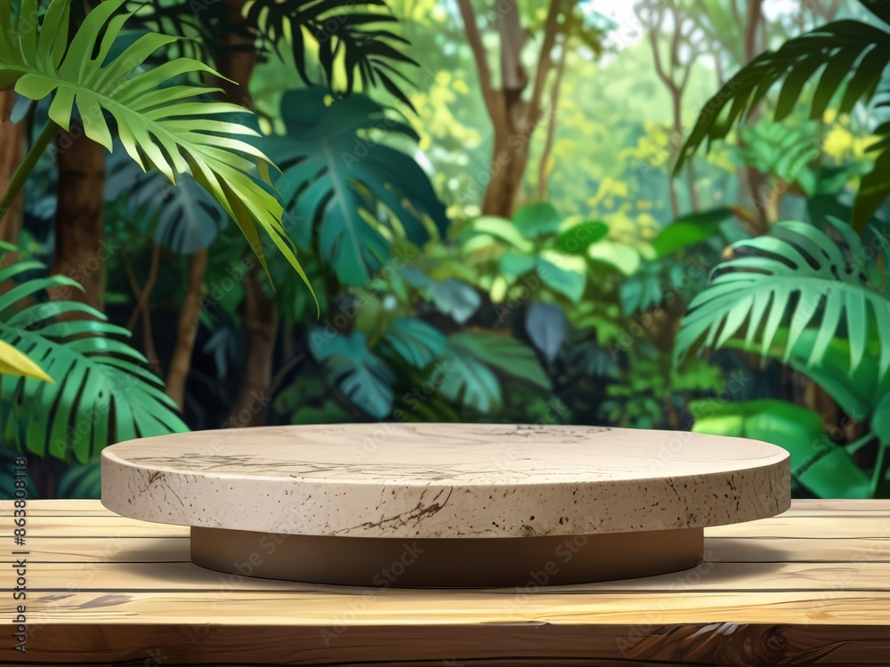a stone sitting on a table with a plant in the background a stone sitting on a table with a plant in the background
