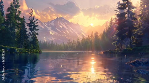 sunrise over the lake