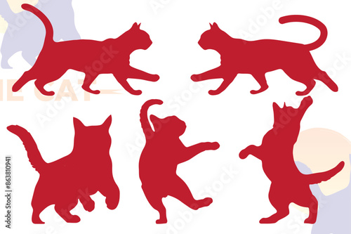 Illustration of a hand-drawn cat silhouette with random movements