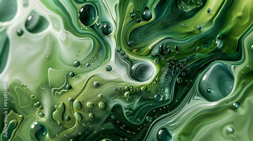 Liquid acrylic gradient spreading over the canvas with bubbles in macro photography Liquid acrylic gradient spreading over the canvas with bubbles in macro photography