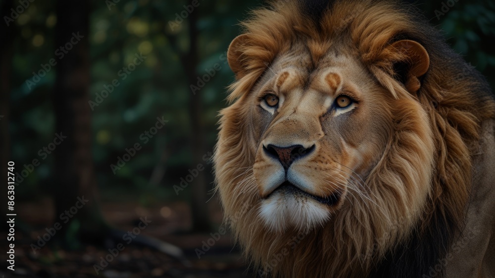 Fototapeta premium Regal Lion in Forest
