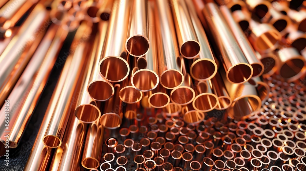 Collection of Copper Pipes of Various Sizes. Collection of copper pipes of various sizes, arranged together, showcasing their different diameters and industrial applications. Collection of Copper Pipes of Various Sizes. Collection of copper pipes of various sizes, arranged together, showcasing their different diameters and industrial applications.