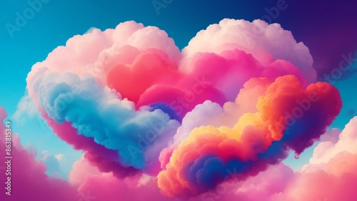 Vibrant Heart-Shaped Clouds