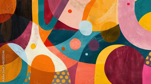 Abstract painting background showing bold shapes and organic textures