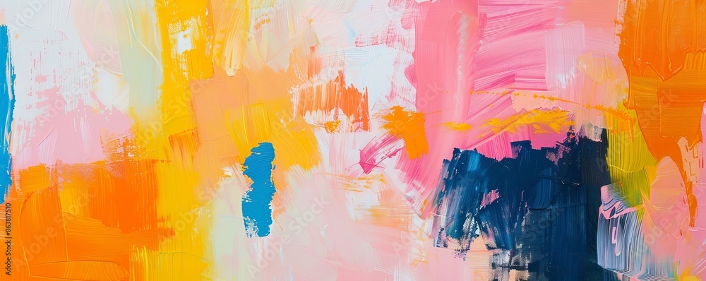 Obraz premium Vibrant abstract painting with brushstrokes creating colorful background