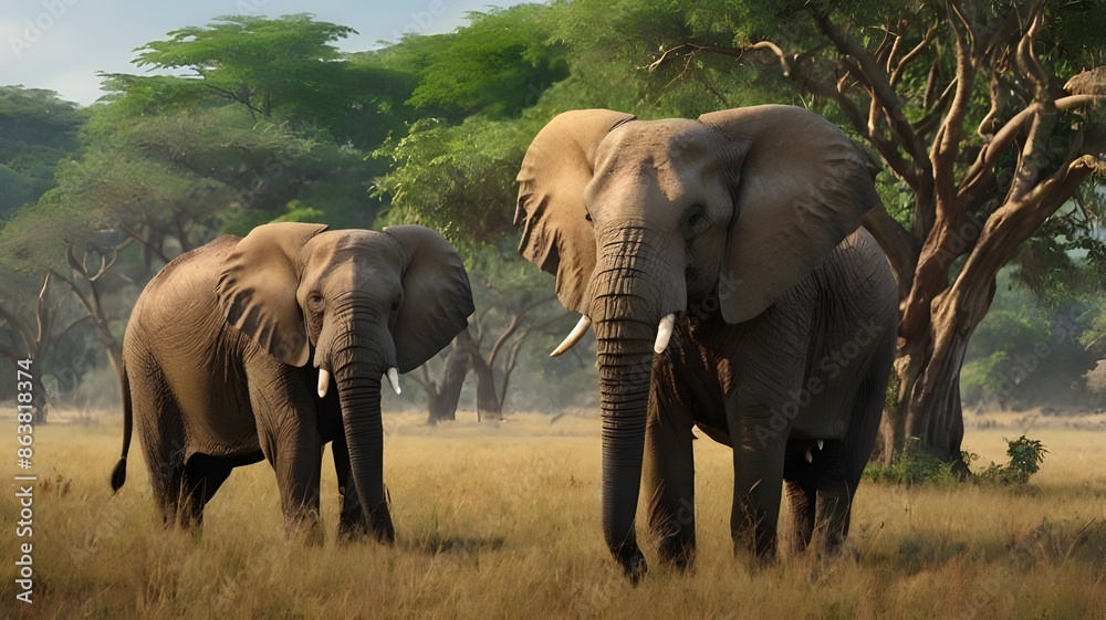 Fototapeta premium elephants in the savannah