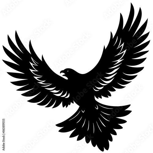 Silhouette of an eagle soaring on high silhouette vector art illustration