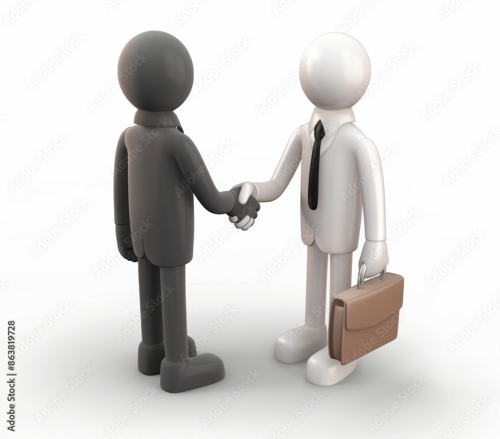 Diverse 3D people shaking their hands Logo style. Businessman and businesswoman shake hands on agreement. Businees deal concept, partners concluding a deal. Toned concept. Diverse 3D people shaking their hands Logo style. Businessman and businesswoman shake hands on agreement. Businees deal concept, partners concluding a deal. Toned concept.