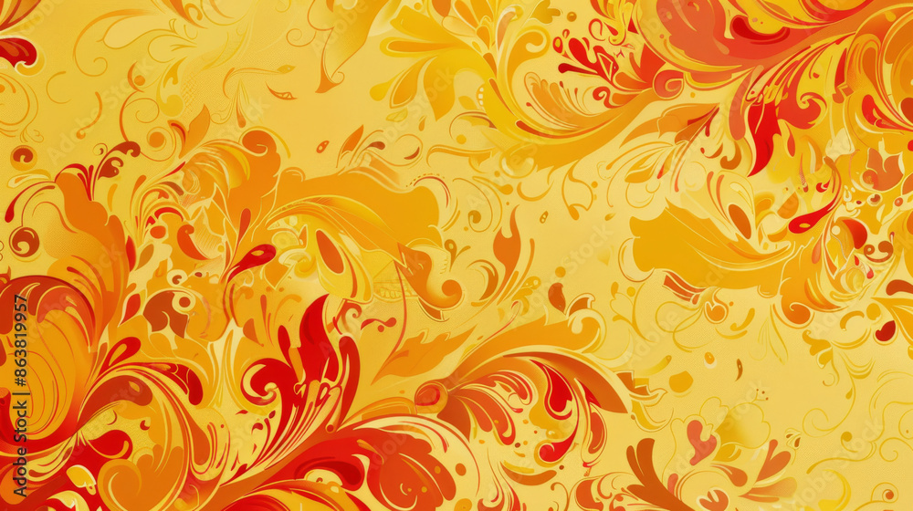 This wallpaper has a yellow, red, and festival-like design. This wallpaper has a yellow, red, and festival-like design.