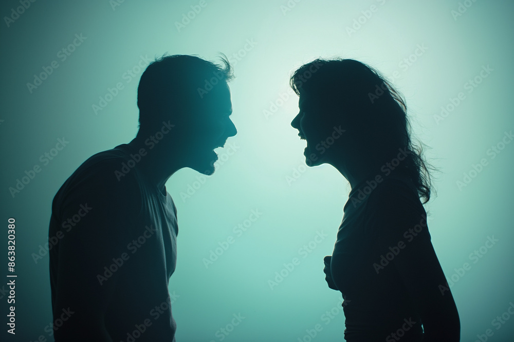 A man and a woman are quarreling and shouting at each other. Conflict in the family. A man and a woman are quarreling and shouting at each other. Conflict in the family.