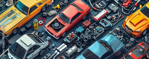 Car electronics repair service background Generative Ai 