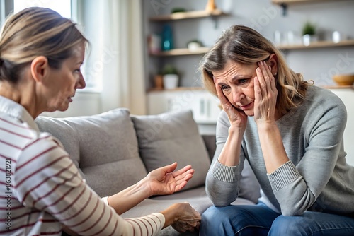Woman Feeling Upset While Being Comforted by a Friend.