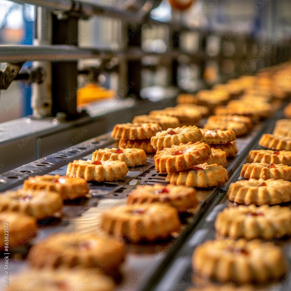 Cookie Making Production Line, Food Industry, Working on Automated Bakery Production Lines Cookie Making Production Line, Food Industry, Working on Automated Bakery Production Lines
