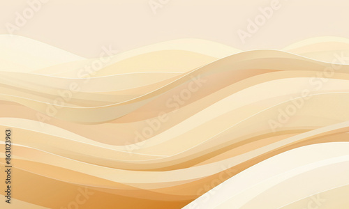 Abstract beige layered paper background with wave and curve. Abstract brown and beige paper cut wavy shapes layers background