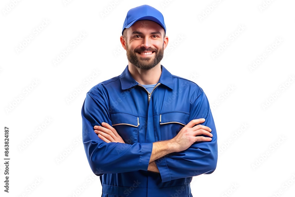 Portrait of a smiling mechanic with arms crossed. Portrait of a smiling mechanic with arms crossed.