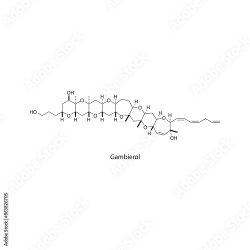 Gambierol skeletal structure diagram. compound molecule scientific illustration. photo
