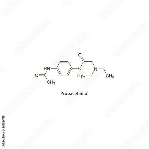 Propacetamol flat skeletal molecular structure NSAID drug used in Pain treatment. Vector illustration scientific diagram. photo