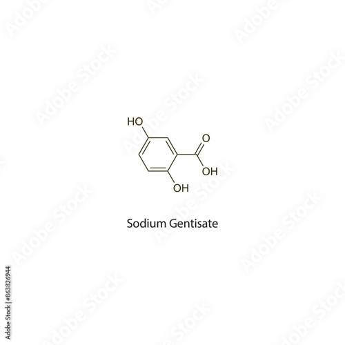 Sodium Gentisate flat skeletal molecular structure NSAID drug used in Pain treatment. Vector illustration scientific diagram.
