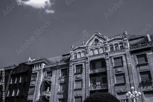 Historic building in the city of Arad, Romania.Detail of the facade. High quality photo photo