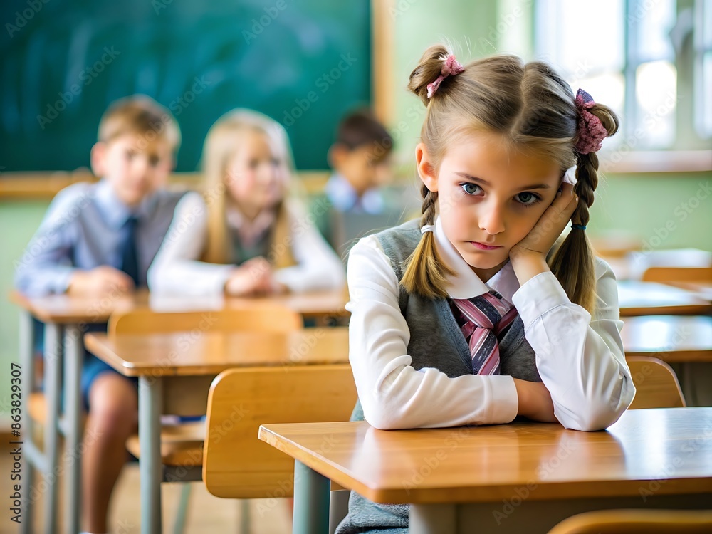 School Girl With Sad Expression. School Girl With Sad Expression.