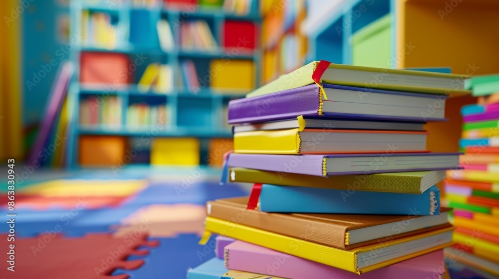 Stack of colorful children's educational books High quality images Stack of colorful children's educational books High quality images