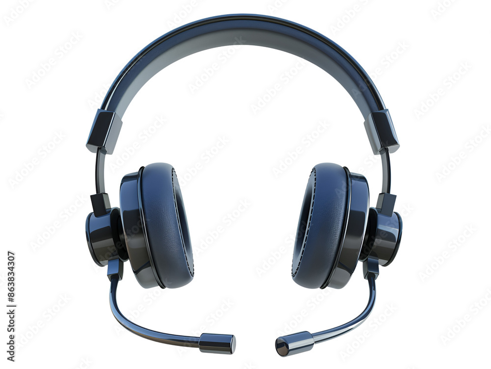 A sleek black headset with a microphone, perfect for communication and listening to music. A sleek black headset with a microphone, perfect for communication and listening to music.