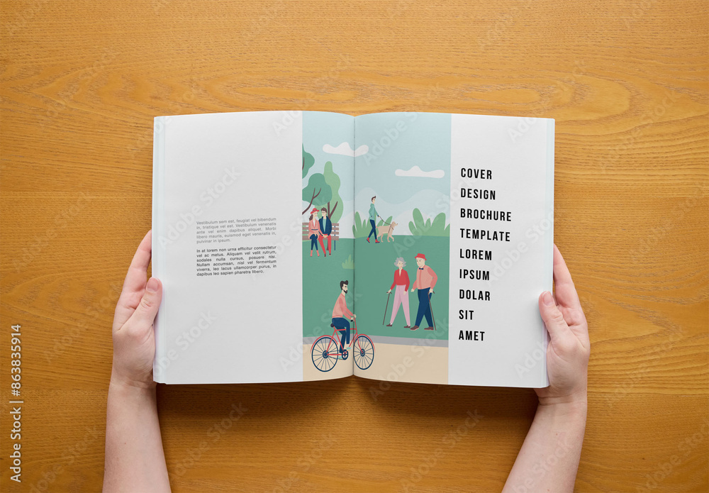 Mockup Of Person Opening Customizable Us Letter Magazine Stock Template ...