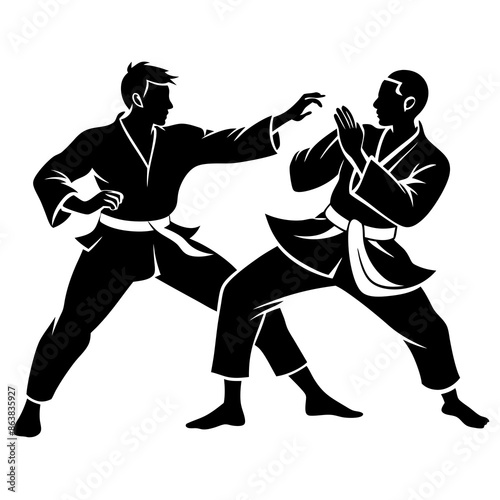 two  karate silhouette vector art  illustration © Merry