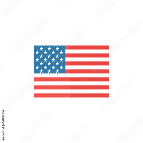 Flat Design American Flag. Vector illustration design.