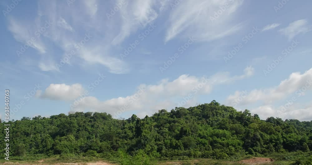 Khlong Bod reservoir in Nakhon Nayok province, Thailand. Landscape scenic view of mountains and hillside in summer. Khlong Bod reservoir in Nakhon Nayok province, Thailand. Landscape scenic view of mountains and hillside in summer.