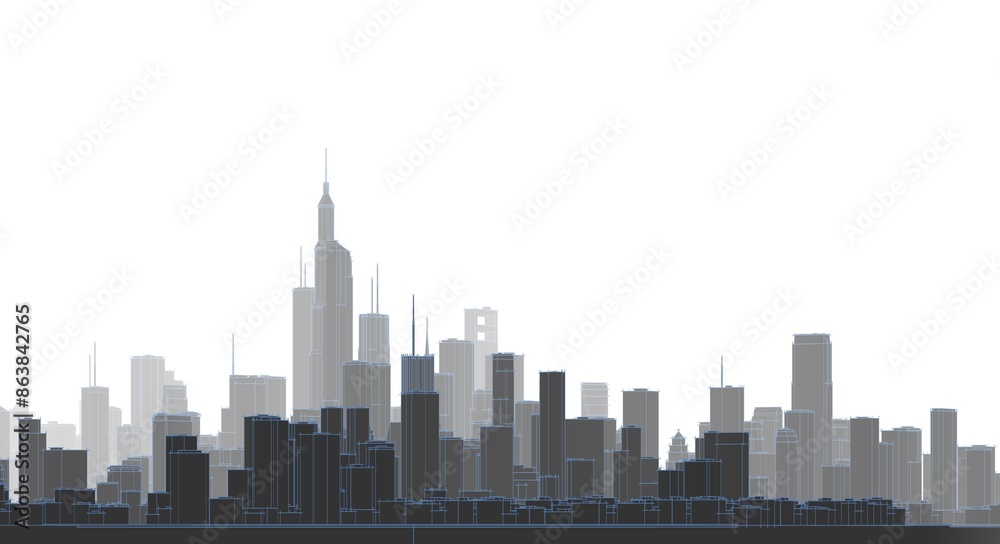 Fototapeta premium big modern city 3d illustration 
