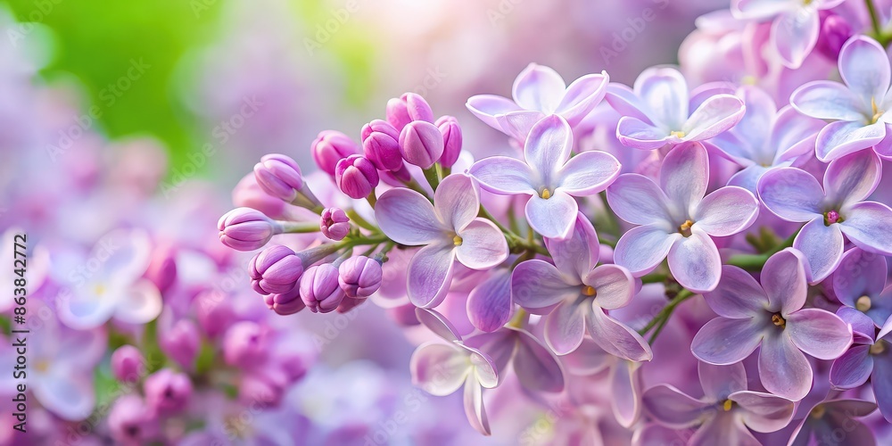 Obraz premium Closeup of delicate lilac flowers in full bloom, lilac, flowers, bloom, closeup, petals, fragrant, purple, spring, nature, garden