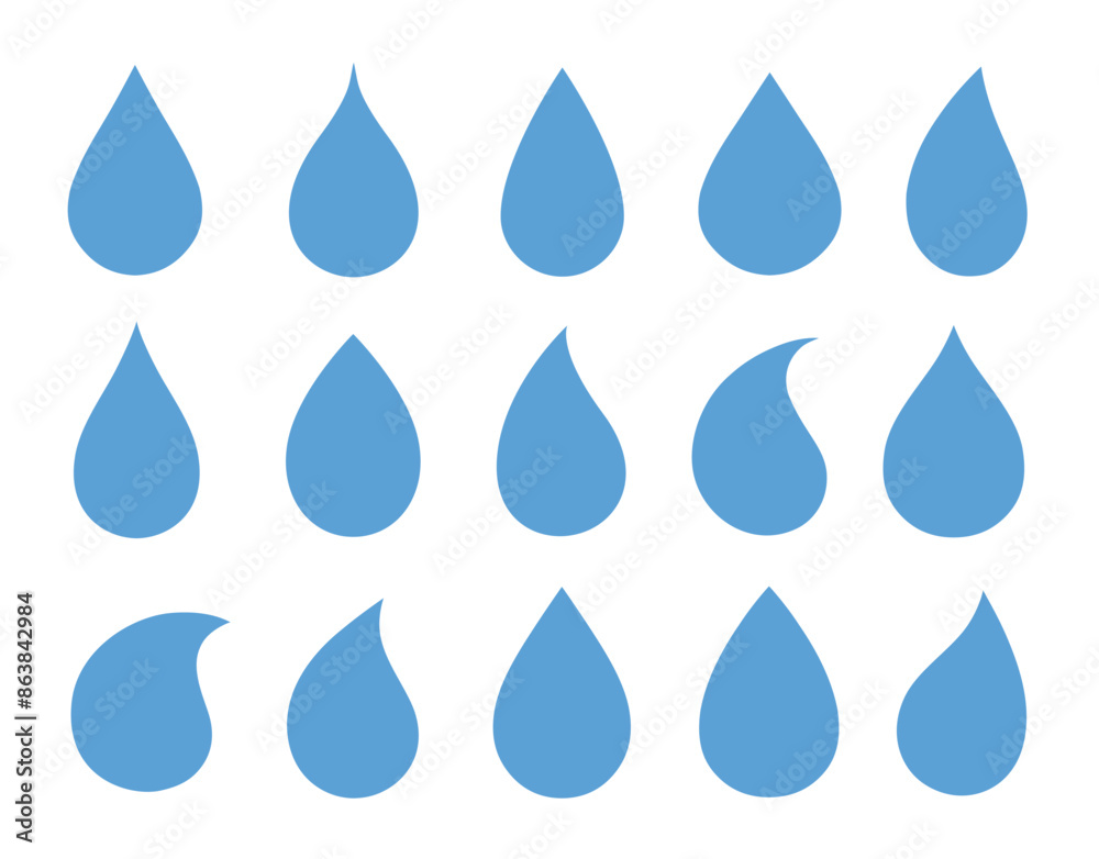 blue droplet and drop silhouettes set icon blue droplet and drop silhouettes set icon