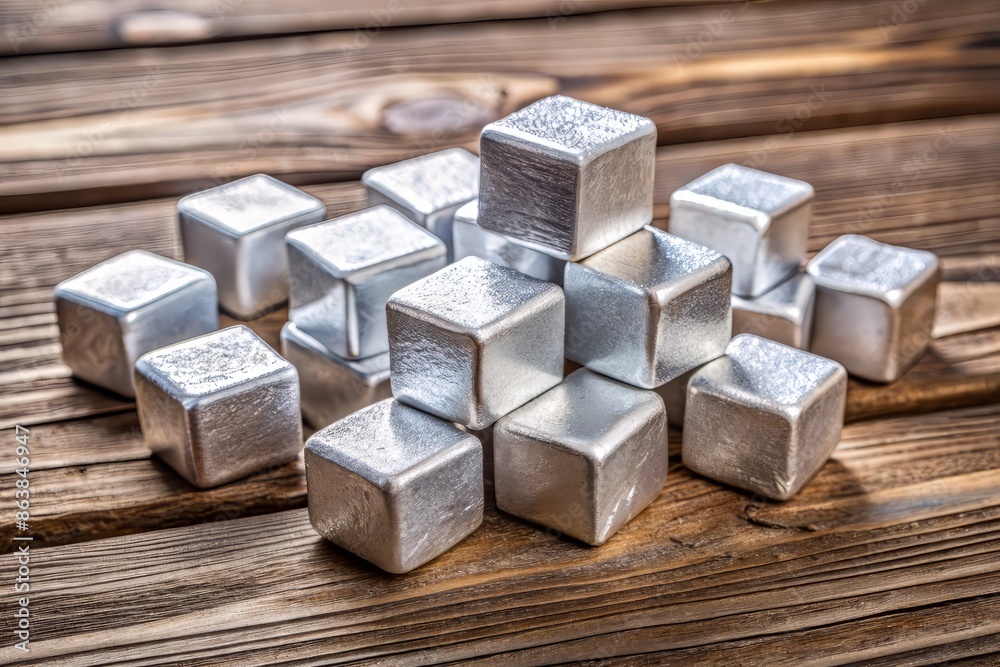 Crystalline white alum cubes arranged on a rustic brown wood plank, evoking a sense of clinical purity and natural simplicity in beauty and medical applications. Crystalline white alum cubes arranged on a rustic brown wood plank, evoking a sense of clinical purity and natural simplicity in beauty and medical applications.