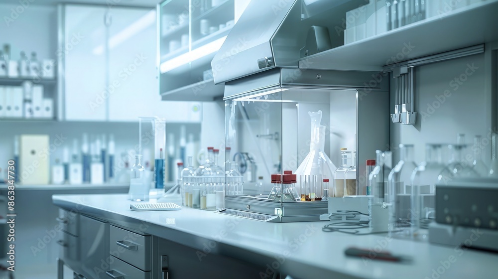 An organic chemistry lab with a series of microscopes and a complex array of organic compounds, visualized through vibrantly colored chemical reactions occurring in real-time. An organic chemistry lab with a series of microscopes and a complex array of organic compounds, visualized through vibrantly colored chemical reactions occurring in real-time.