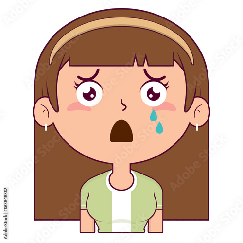 girl scared face cartoon cute