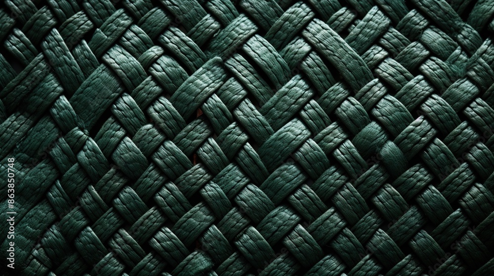 Fototapeta premium Dark green woven fabric texture background