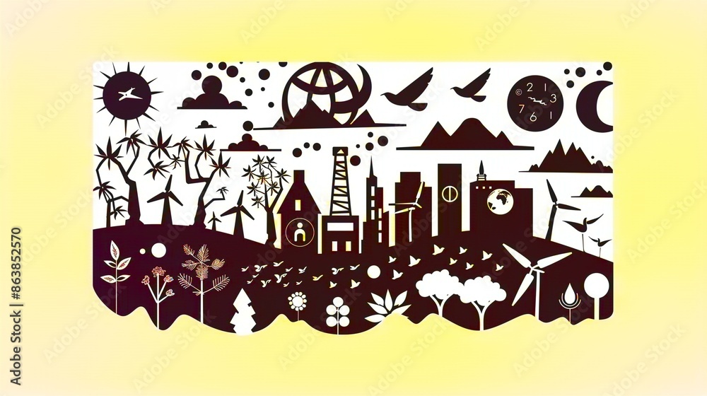 Pictograms, environmental protection, climate change