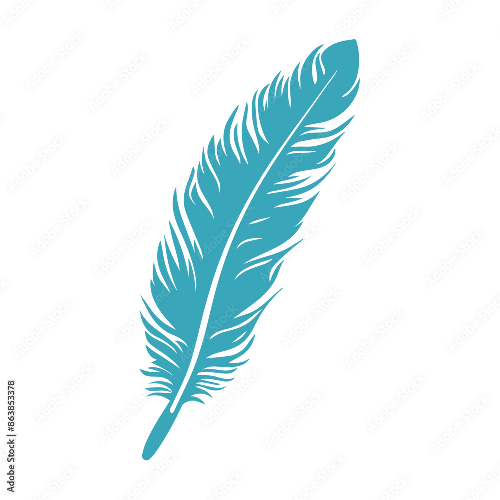 A large teal blue feather with white highlights A large teal blue feather with white highlights