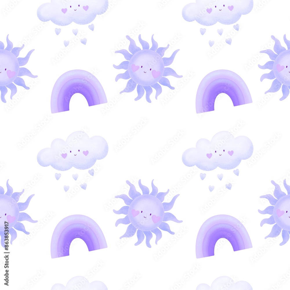 Seamless pattern pink rainbow kids print paper Seamless pattern pink rainbow kids print paper