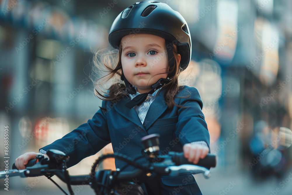 Elegant modern issue person driving to office using ecological transport, minding ecology protection, Generative AI Elegant modern issue person driving to office using ecological transport, minding ecology protection, Generative AI