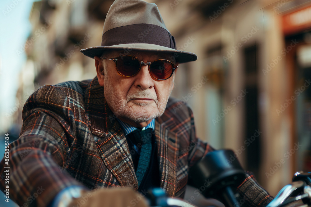 Elegant modern issue person driving to office using ecological transport, minding ecology protection, Generative AI Elegant modern issue person driving to office using ecological transport, minding ecology protection, Generative AI