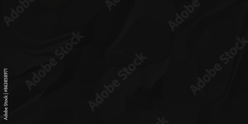 Dark black crumpled paper wrinkled background, Black empty leaf of crumpled paper texture background. Vector illustration.