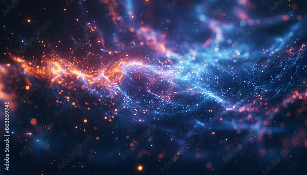 A vibrant abstract background with blue and orange lights and bokeh A vibrant abstract background with blue and orange lights and bokeh